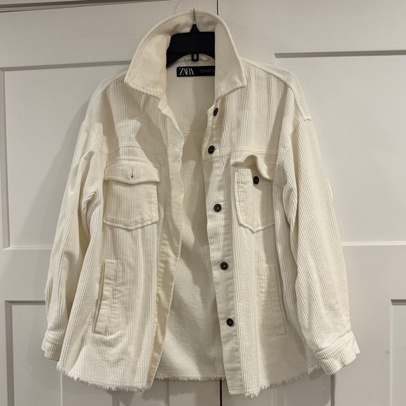 Zara Jackets & Blazers - Zara 100% Cotton White Corduroy Jacket, Size Medium